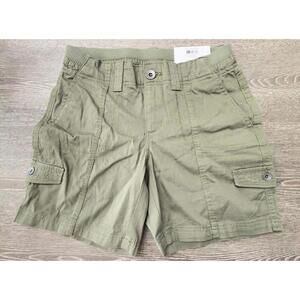 Style & Co Comfort-Waist Mid Rise Olive Green Cargo Shorts Women Petite